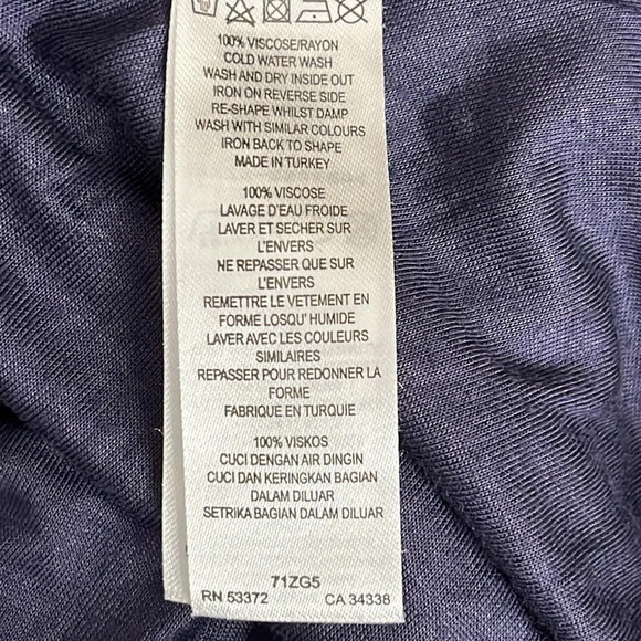 French Connection Draped Short Sleeve Faux Wrap Dress in Blue - Size 8 - Picture 6 of 6